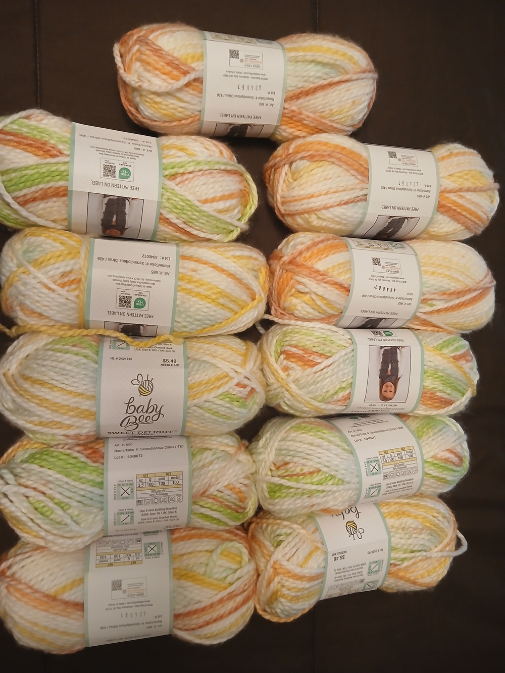 Soft Pastel Yarn - Cream, Yellow, Orange & Green